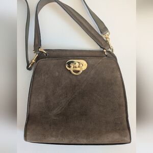 Vintage Suede Handbag Purse From Casa Lopez Olive Brown
